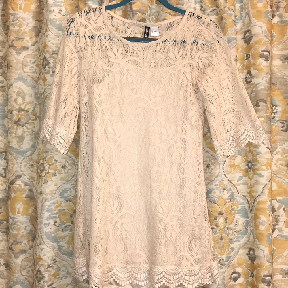 Cream colored crochet flower dress